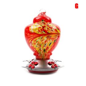 Hummingbird Feeder for Outdoors Hand Blown Colorful Glass Feeder with Ant Moat Gardening Supplies Bird Feeder Ant Proof (Color: f)