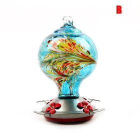 Hummingbird Feeder for Outdoors Hand Blown Colorful Glass Feeder with Ant Moat Gardening Supplies Bird Feeder Ant Proof (Color: g)