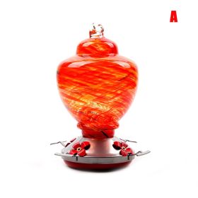 Hummingbird Feeder for Outdoors Hand Blown Colorful Glass Feeder with Ant Moat Gardening Supplies Bird Feeder Ant Proof (Color: d)