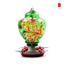 Hummingbird Feeder for Outdoors Hand Blown Colorful Glass Feeder with Ant Moat Gardening Supplies Bird Feeder Ant Proof (Color: c)
