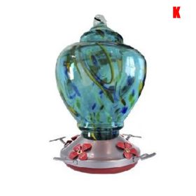 Hummingbird Feeder for Outdoors Hand Blown Colorful Glass Feeder with Ant Moat Gardening Supplies Bird Feeder Ant Proof (Color: j)
