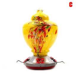 Hummingbird Feeder for Outdoors Hand Blown Colorful Glass Feeder with Ant Moat Gardening Supplies Bird Feeder Ant Proof (Color: b)