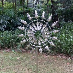 30cm/11.81in Courtyard Garden Lawn Outdoor Decoration, Unique Wind Collector Magic Kinetic Energy Metal Windmill Spinner Solar Wind Catcher (Model: CX106)
