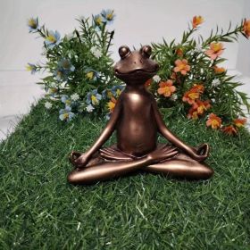 1pc Miniature Meditation Yoga Frog Resin Statue, For Desktop Living Room Bedroom Office Book Shelf Garden Outdoor Decoration, Home Decoration (Color: Worship the sun)
