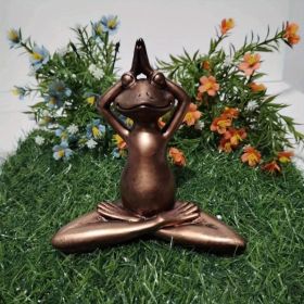 1pc Miniature Meditation Yoga Frog Resin Statue, For Desktop Living Room Bedroom Office Book Shelf Garden Outdoor Decoration, Home Decoration (Color: muse)