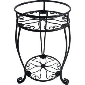 2 Tier Plant Stand, Metal Potted Holder Rack, Indoor Outdoor Multiple Flower Pot Shelf (Color: Orange)