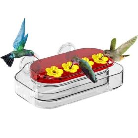 Window Hummingbird Feeder Strong Suction Cups Hummingbird Feeder with 4 Feeding Ports Hanging Garden Bird Water Drinker Bottle (Color: White)