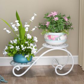 2-Tier Metal Plant Stand Storage Rack Shelf Flower Pot Holder Display Shelf (Color: black)