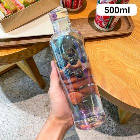 500ml Fashion Glass Water Bottle And Time Marker Creative Large Capacity Leakproof Drink Bottle Drop-Resistant Sport Outdoor (Capacity: 500ml)
