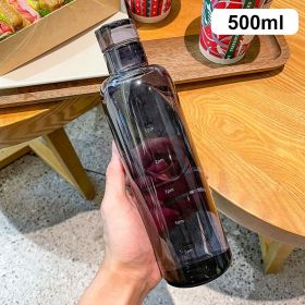 500ml Fashion Glass Water Bottle And Time Marker Creative Large Capacity Leakproof Drink Bottle Drop-Resistant Sport Outdoor (Capacity: 3.11X32.8FT)