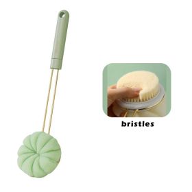 2 In 1 Double-Sided Bath Brush Long Handle Rubbing Back Bath Brushes Dual Purpose Body Brush Back Massage Shower Body Cleaning (Color: as Pic)