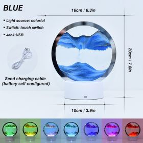 2023 Creative 3D Moving Sand Art Night Light Quicksand Painting Table Lamp LED Lights Hourglass Christmas Gift Home Office Decor (Emitting Color: Orange)