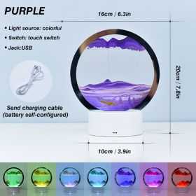 2023 Creative 3D Moving Sand Art Night Light Quicksand Painting Table Lamp LED Lights Hourglass Christmas Gift Home Office Decor (Emitting Color: Green)