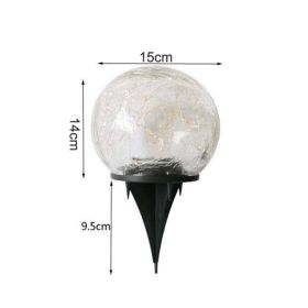 Solar Garden Light Cracked Glass Ball Lamps Outdoor Solar Courtyard Lights Waterproof Solar Lamp Balcony Yard Villa Street Decor (Emitting Color: Wood)