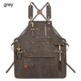 Durable Work Apron with Tool Pockets Heavy Duty Unisex Canvas Adjustable Cross-Back Straps Apron For Carpenter Painting Home BBQ (Ships From: China)