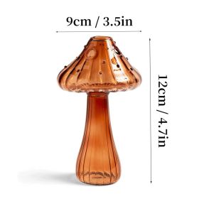 7 Style Mushroom Glass Vase Creative Hydroponics Vases Aromatherapy Bottle Desktop Crafts Ornament Living Room Home Office Decor (Color: HGA0012459-G)