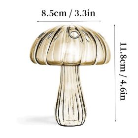 7 Style Mushroom Glass Vase Creative Hydroponics Vases Aromatherapy Bottle Desktop Crafts Ornament Living Room Home Office Decor (Color: HGA0012459-C)
