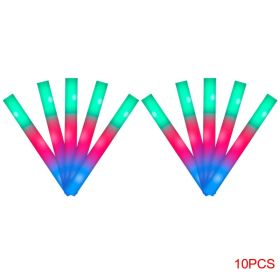 10Pcs Glow Sticks Bulk Colorful LED Foam Stick Cheer Bar Party Foam Glitter Glow Sticks Portable Luminous Atmosphere Party Props (Color: Always light-green)