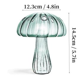 7 Style Mushroom Glass Vase Creative Hydroponics Vases Aromatherapy Bottle Desktop Crafts Ornament Living Room Home Office Decor (Color: Gray)