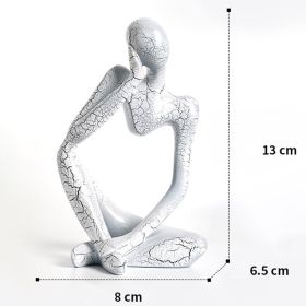 Nordic Art Abstract Thinker Statue Abstract Figure Sculpture Home Crafts Resin Statues Small Ornaments Office Room Desktop Decor (Color: C1- Frosting)
