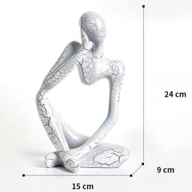 Nordic Art Abstract Thinker Statue Abstract Figure Sculpture Home Crafts Resin Statues Small Ornaments Office Room Desktop Decor (Color: B1 - Black - Large)