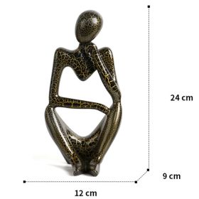 Nordic Art Abstract Thinker Statue Abstract Figure Sculpture Home Crafts Resin Statues Small Ornaments Office Room Desktop Decor (Color: lotus-flower shape)