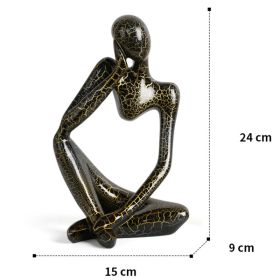 Nordic Art Abstract Thinker Statue Abstract Figure Sculpture Home Crafts Resin Statues Small Ornaments Office Room Desktop Decor (Color: B2 - Black- Large)