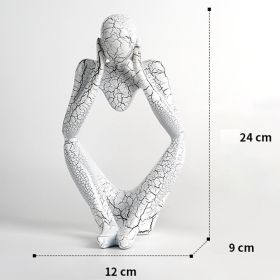 Nordic Art Abstract Thinker Statue Abstract Figure Sculpture Home Crafts Resin Statues Small Ornaments Office Room Desktop Decor (Color: A2 - White - Large)