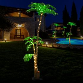 Lighted Palm Tree, 7FT Palm Trees for Outside Patio, Christmas Palm Tree Decor, Waterproof Windproof Solar Light Up Tree (qty: Default)