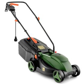 12-AMP 13.5 Inch Adjustable Electric Corded Lawn Mower with Collection Box (Color: 108 holes)