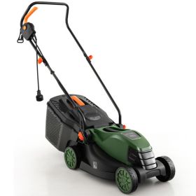 10 AMP 13 Inch Electric Corded Lawn Mower with Collection Box (Color: Orange)
